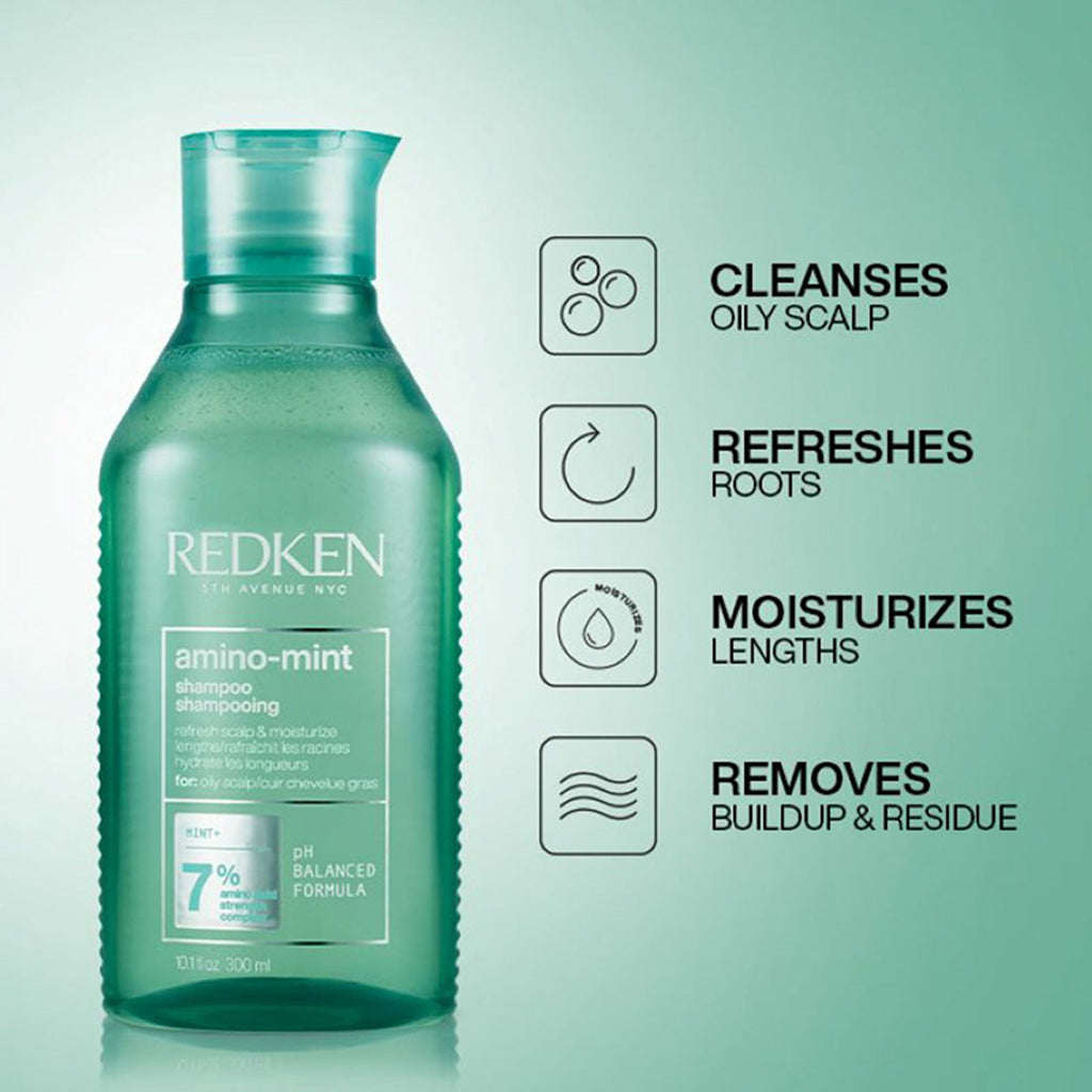 Redken Amino Mint Shampoo With Amino Mint Complex For Sensitive & Oily Scalp