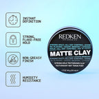 Redken Matte Clay Strong Hold For Texturizing Hair That Lasts All Day - For Men & Women