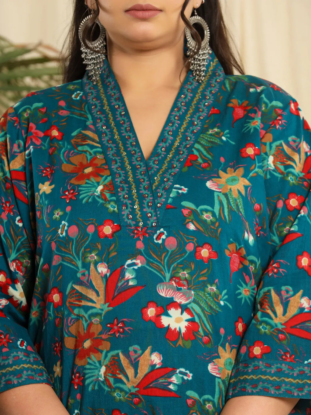 Yufta Navy Blue Pure Cotton Sequins_Work Kurta Dupatta Pant Set With Handwork - Distacart
