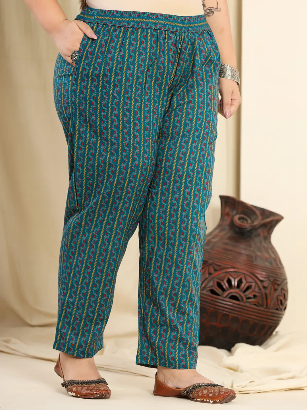 Yufta Navy Blue Pure Cotton Sequins_Work Kurta Dupatta Pant Set With Handwork - Distacart