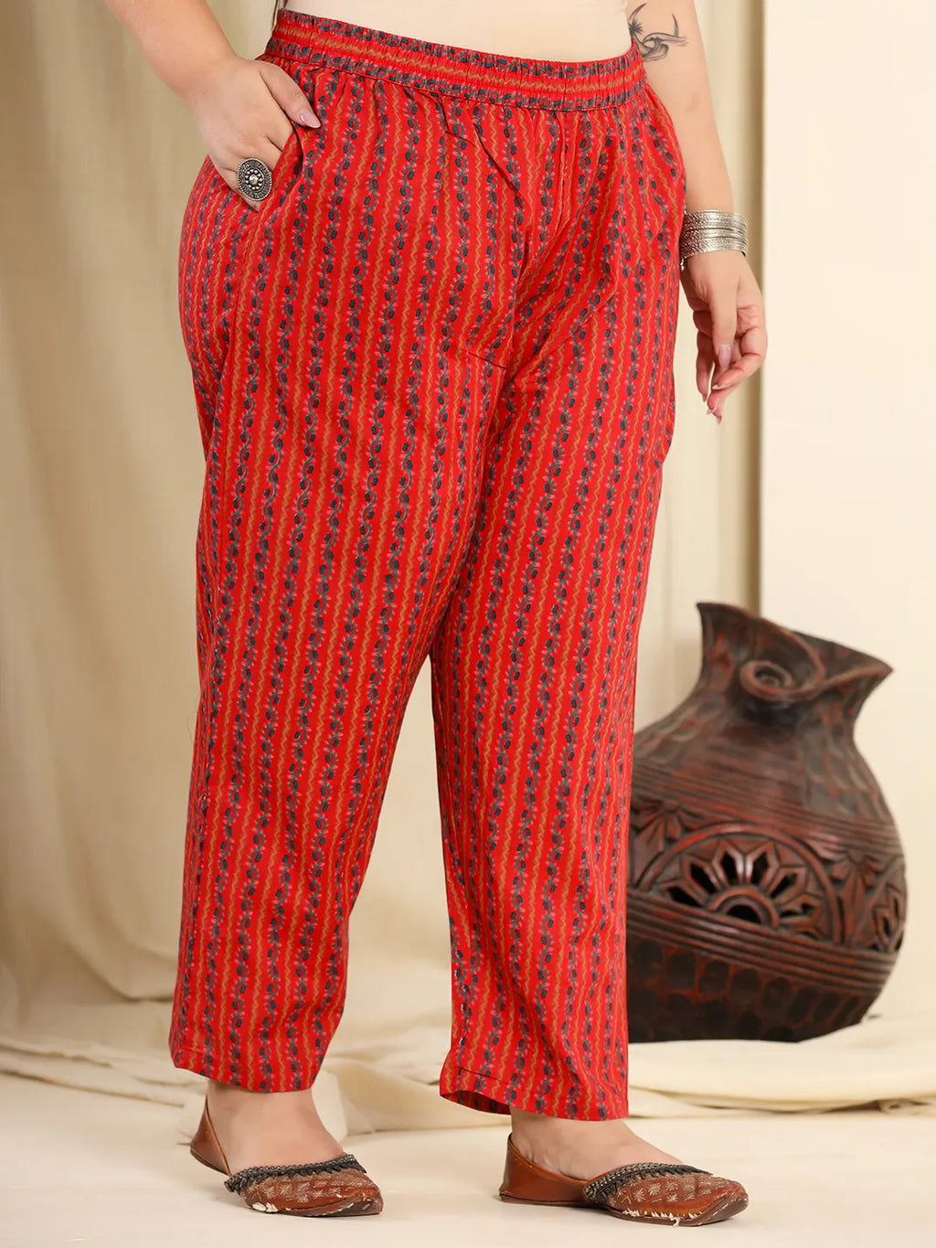 Yufta Red Pure Cotton Sequins_Work Kurta Dupatta Pant Set With Handwork - Distacart