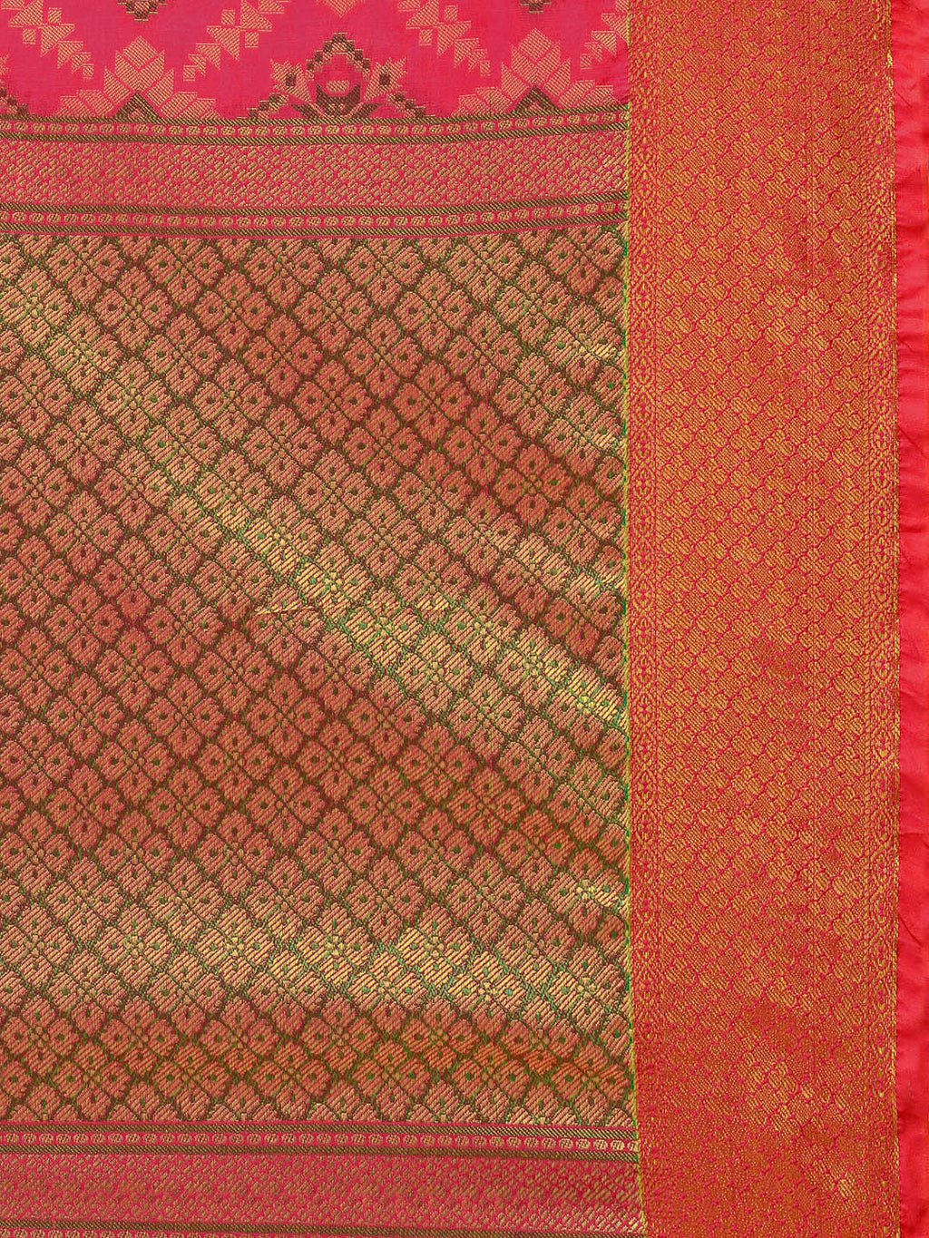 Saree Mall Pink Silk Blend Printed Kanjeevaram Saree - Distacart