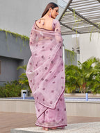 Tikhi Imli Ethnic Motifs Mirror Work Organza Saree - Distacart