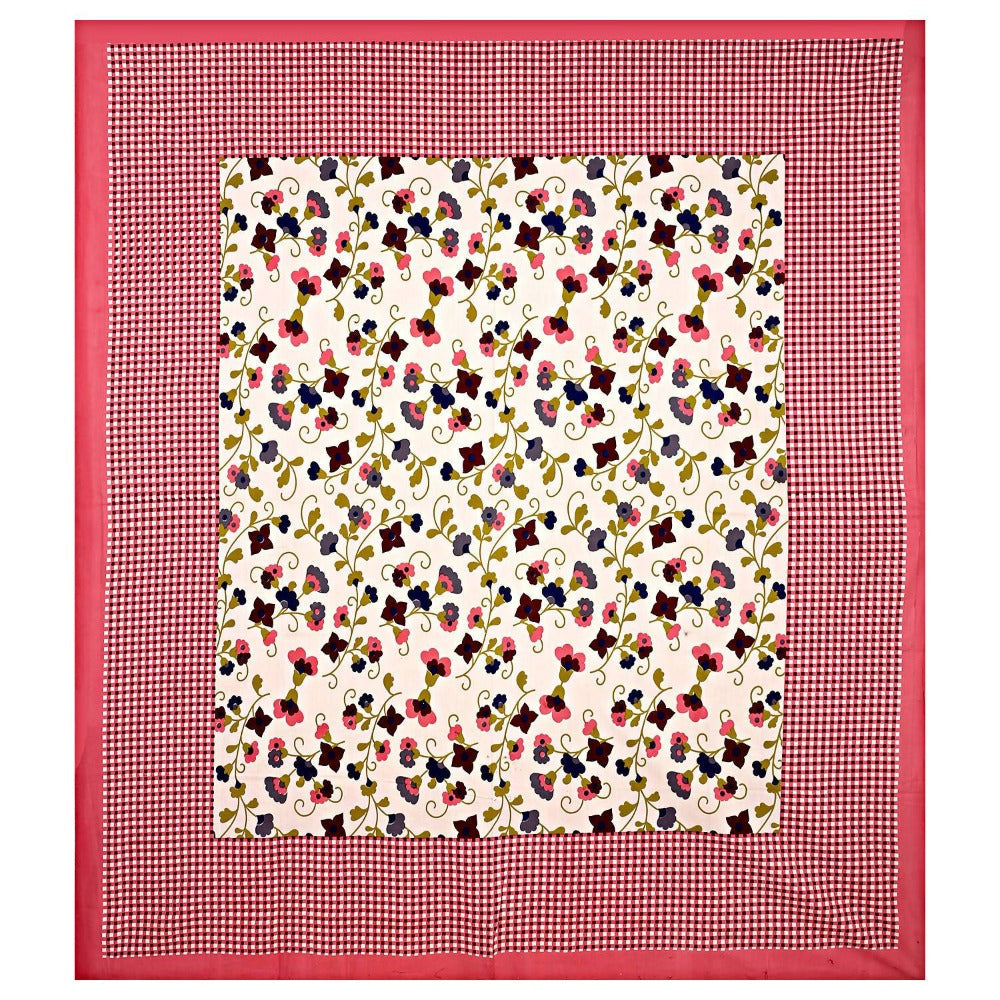 Vamika Printed Cotton Pink Floral Bedsheet With Pillow Covers (LEOC_CHKM_P)