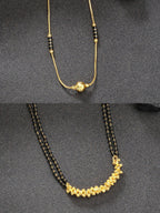 NVR Women's Set of 2 Black Gold-Polished & Beaded Mangalsutra - Distacart