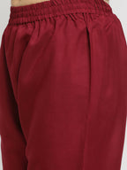 Rudra Bazaar Green Printed Yoke Designed Straight Kurta with Maroon Pyjamas - Distacart