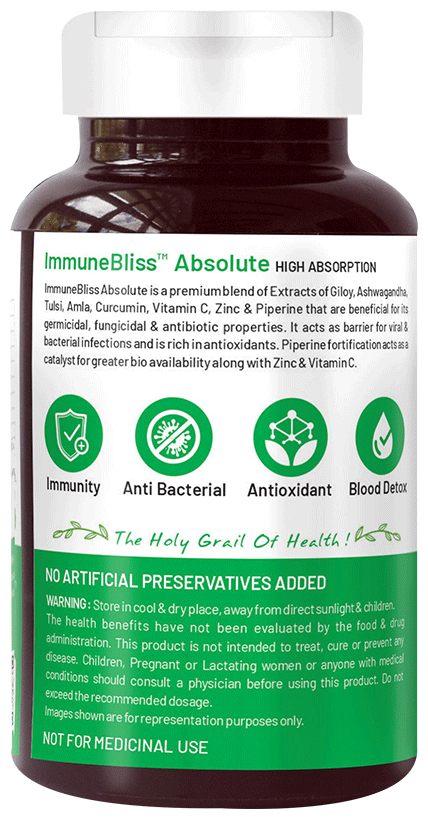 Bliss Welness Giloy + Tulsi + Amla + Ashwagandha + Curcumin Immunity Health Veg Tablet