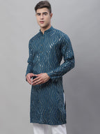 Sojanya Ethnic Motifs Embroidered Sequinned Pure Cotton Kurta