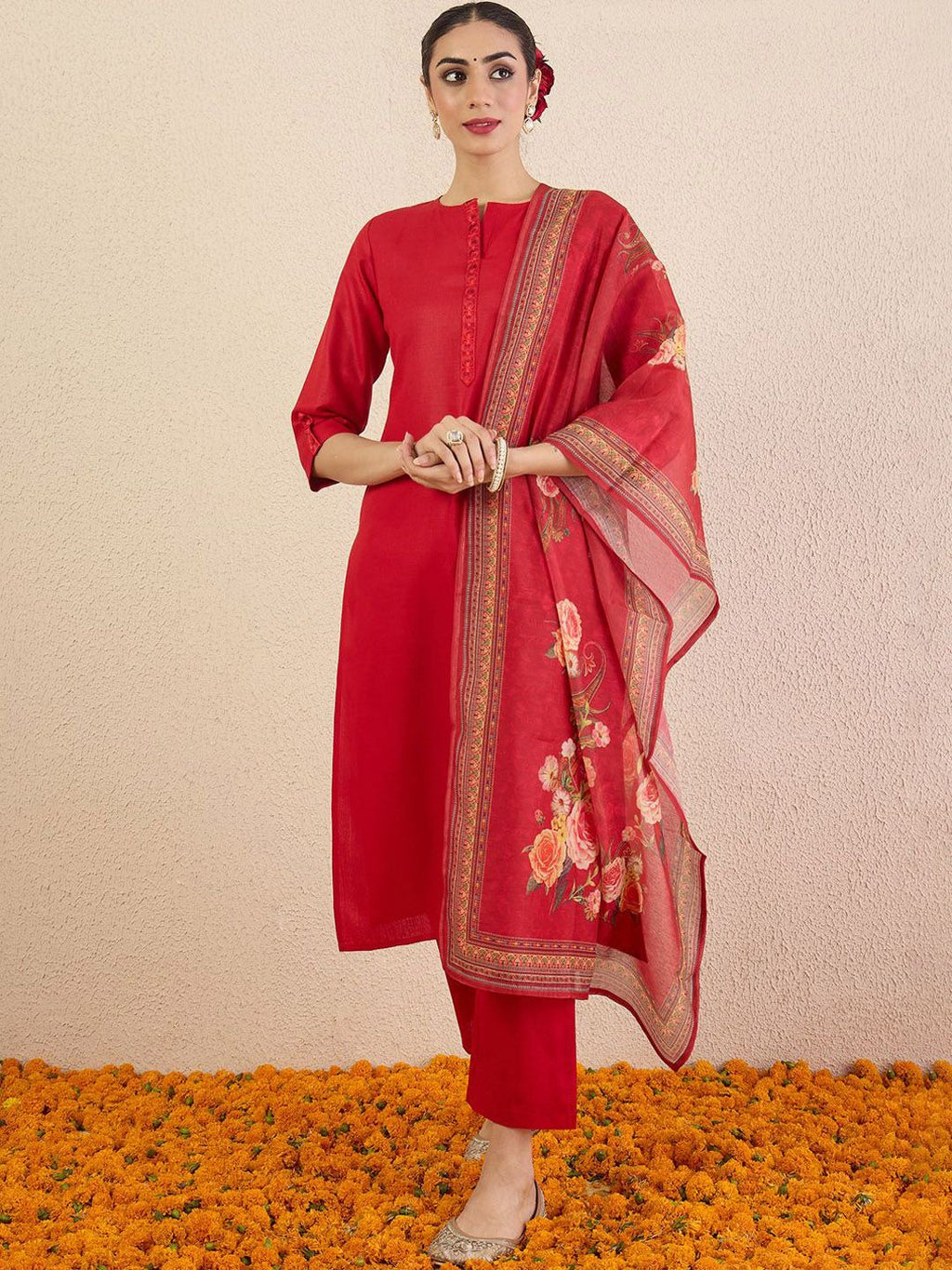 Indo Era Women Solid Kurta with Pyjama & Dupatta - Distacart