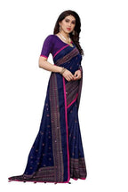 Vamika Blue Jute Silk Embelished Saree (HOLIKA BLUE)