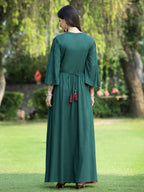 Juniper Women's Jadegreen Rayon Embroidered & Printed High-Slit Kurta Sets - Distacart