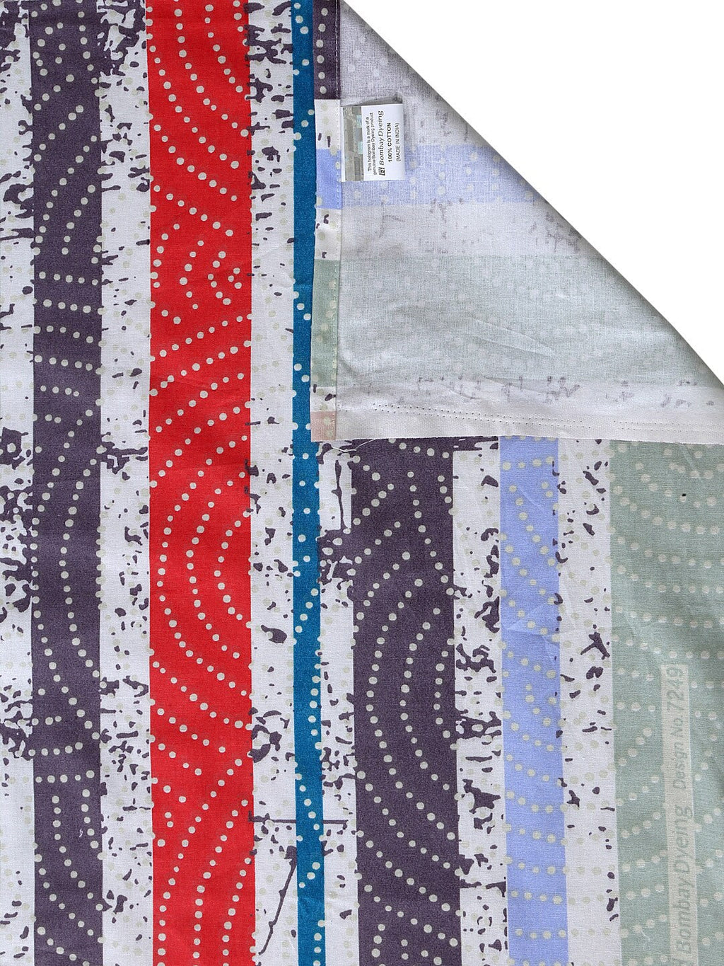 BOMBAY DYEING Red & Blue Striped Cotton 120 TC King Bedsheet with 2 Pillow Covers