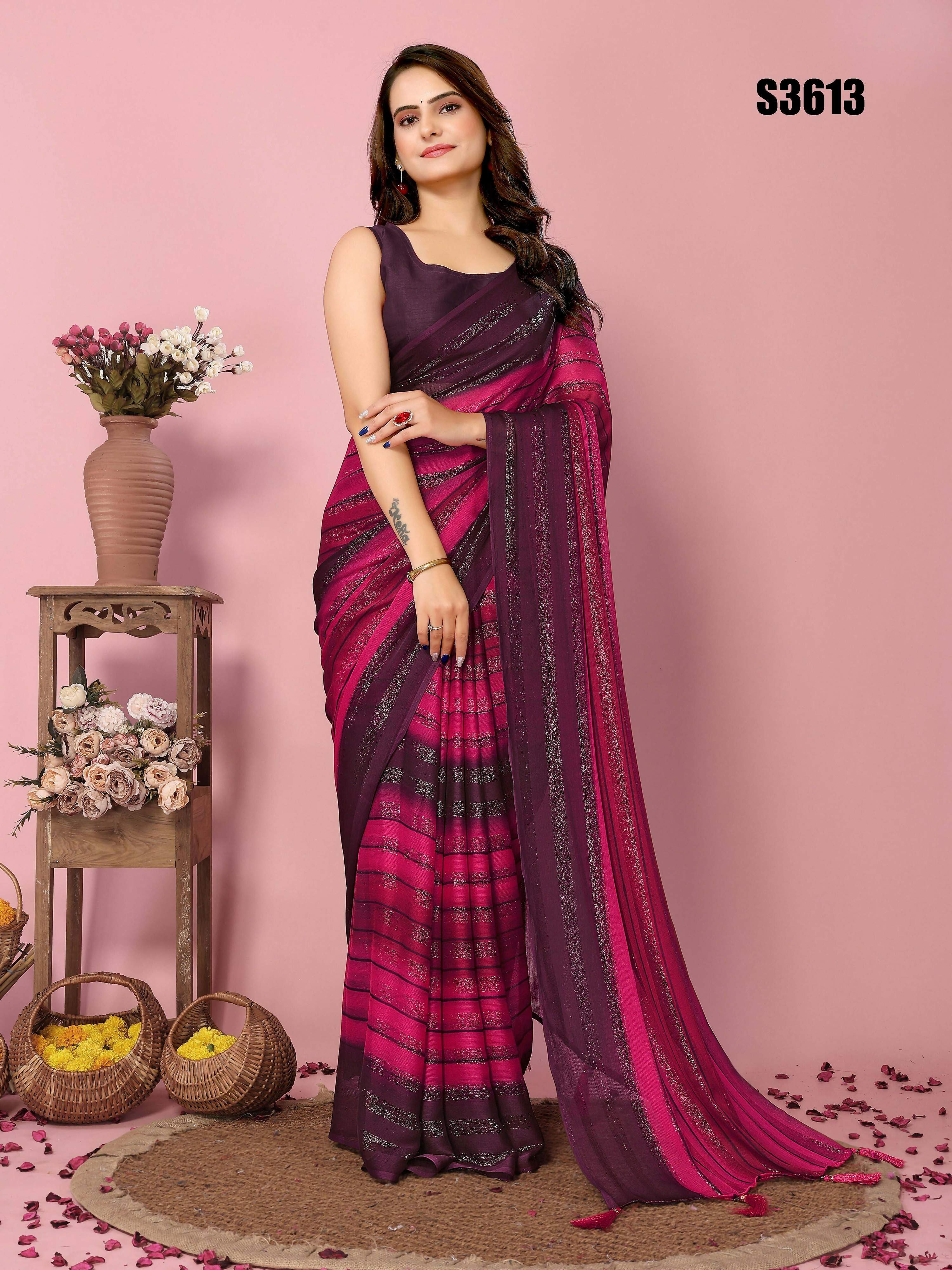 Attractive These Party Wear Ready To Wear Saree - Pink