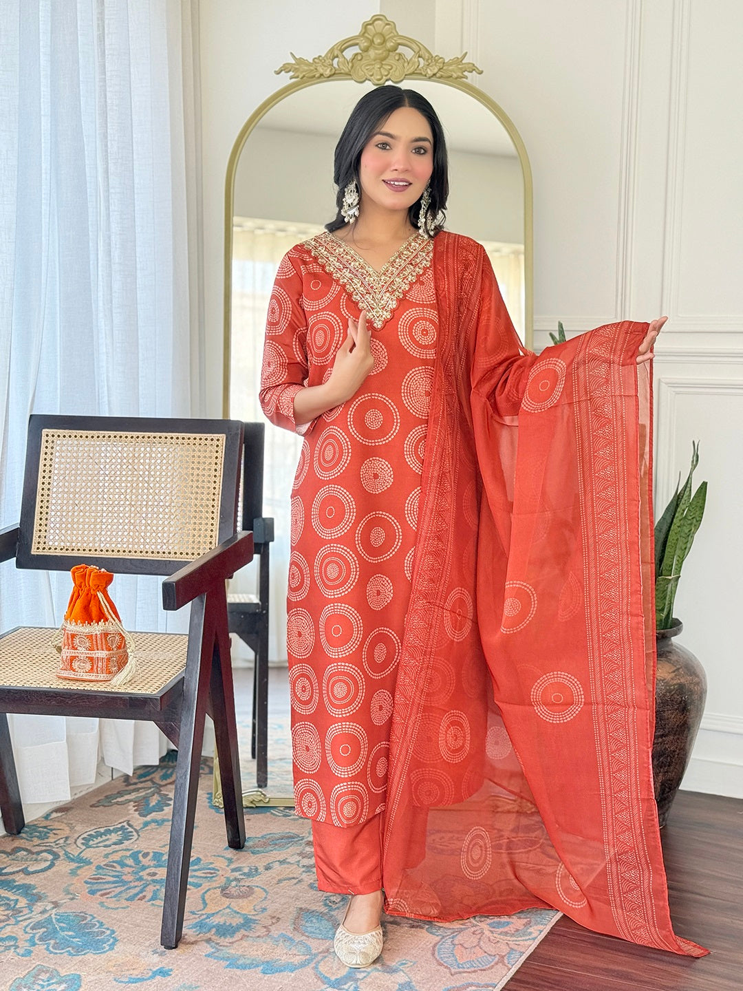 The52 Women's Gorgeous Rayon Embroidery Straight Kurta with Pant And Dupatta Set - Distacart