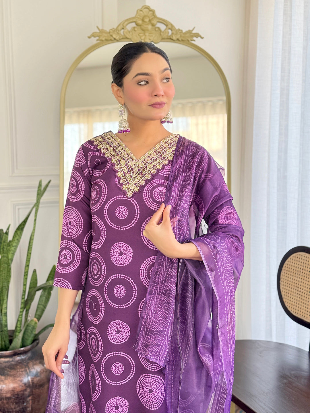 The52 Women's Gorgeous Rayon Embroidery Straight Kurta with Pant And Dupatta Set - Distacart