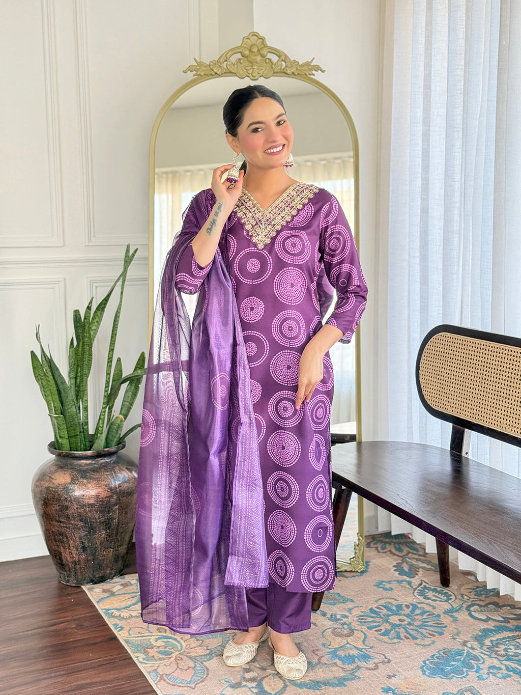 The52 Women's Gorgeous Rayon Embroidery Straight Kurta with Pant And Dupatta Set - Distacart