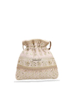 Masq Women Beige & Gold-Toned Embellished Potli - Distacart