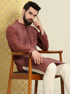 House of Pataudi Men Floral Embroidered Sequined Floral Jashn Kurta