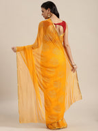 Saree Mall Mustard Yellow & Gold Printed Saree - Distacart