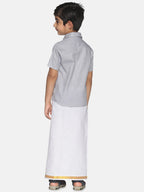 Sethukrishna Boys Grey & White Shirt with Dhoti