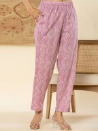 Yufta Pure Cotton Lavender Floral Embroidery Kurta Dupatta Pant Set - Distacart