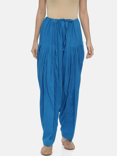 Souchii Turquoise Blue Solid Loose-Fit Patiala