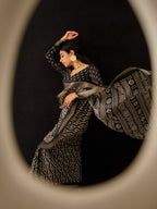 Tikhi Imli Black & Gold Geometric Printed Ready To Wear Saree - Distacart