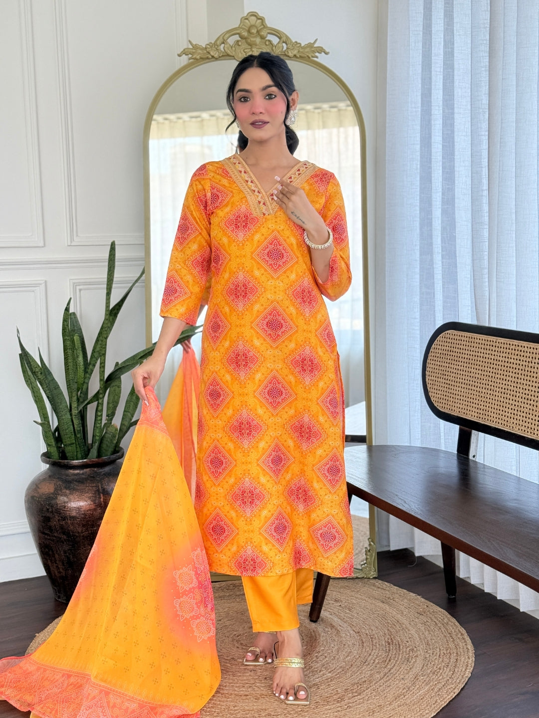 The52 Women's Beautiful Rayon Embroidery work Straight Kurta with Pant and Dupatta Set - Distacart