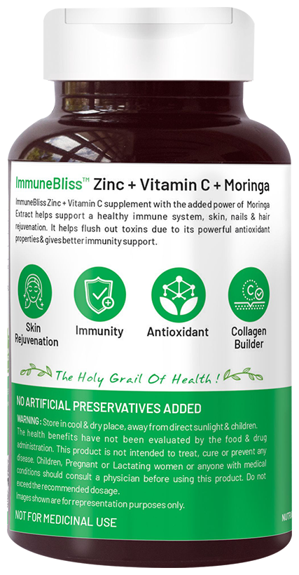 Bliss Welness Immune Health Zinc Vitamin C + Moringa Veg Tablet
