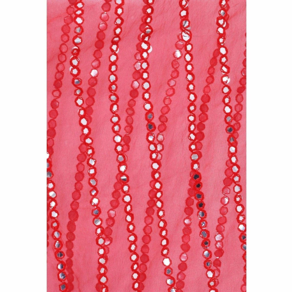 A R Silk Women's Mirror Work Orgenza Cotton Red Dupattas and Chunnis