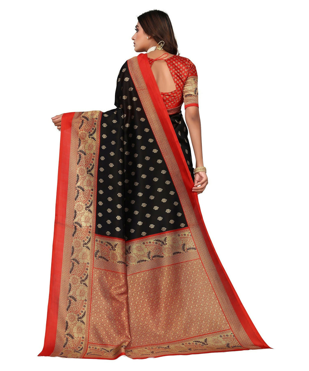 Vamika Black Printed Art Silk Saree