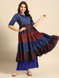 Sangria Women Dyed Tiered Kurta with Palazzos