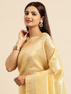 kasee Striped Zari Silk Cotton Chanderi Saree