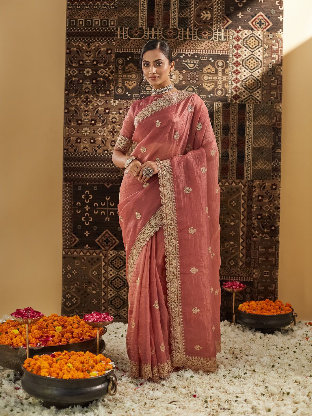 kasee Embellished Zardozi Silk Blend Saree