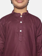 Sethukrishna Boys Maroon Pure Cotton Kurta with Pyjamas