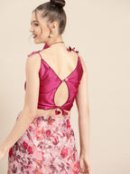 Tikhi Imli Pretty Pink Printed Poly Georgette Saree - Distacart