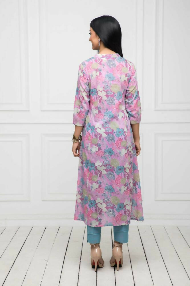 Myshka Women Multi Floral Rayon A-Line Round Neck Kurtas - Distacart