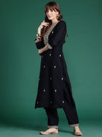 Indo Era Ethnic Motifs Embroidered Sequinned Kurta With Trousers & Dupatta - Distacart