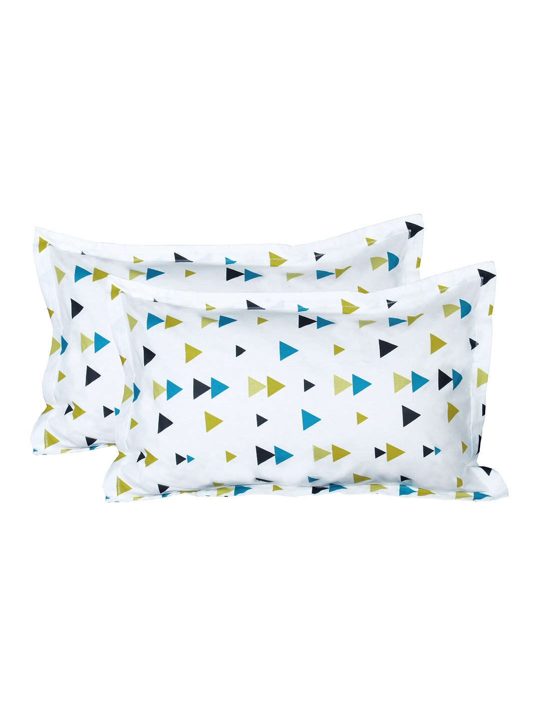 Story@home Ventura Teal & Black Geometric 152 TC Cotton Queen Bedsheet & 2 Pillow Covers - Distacart