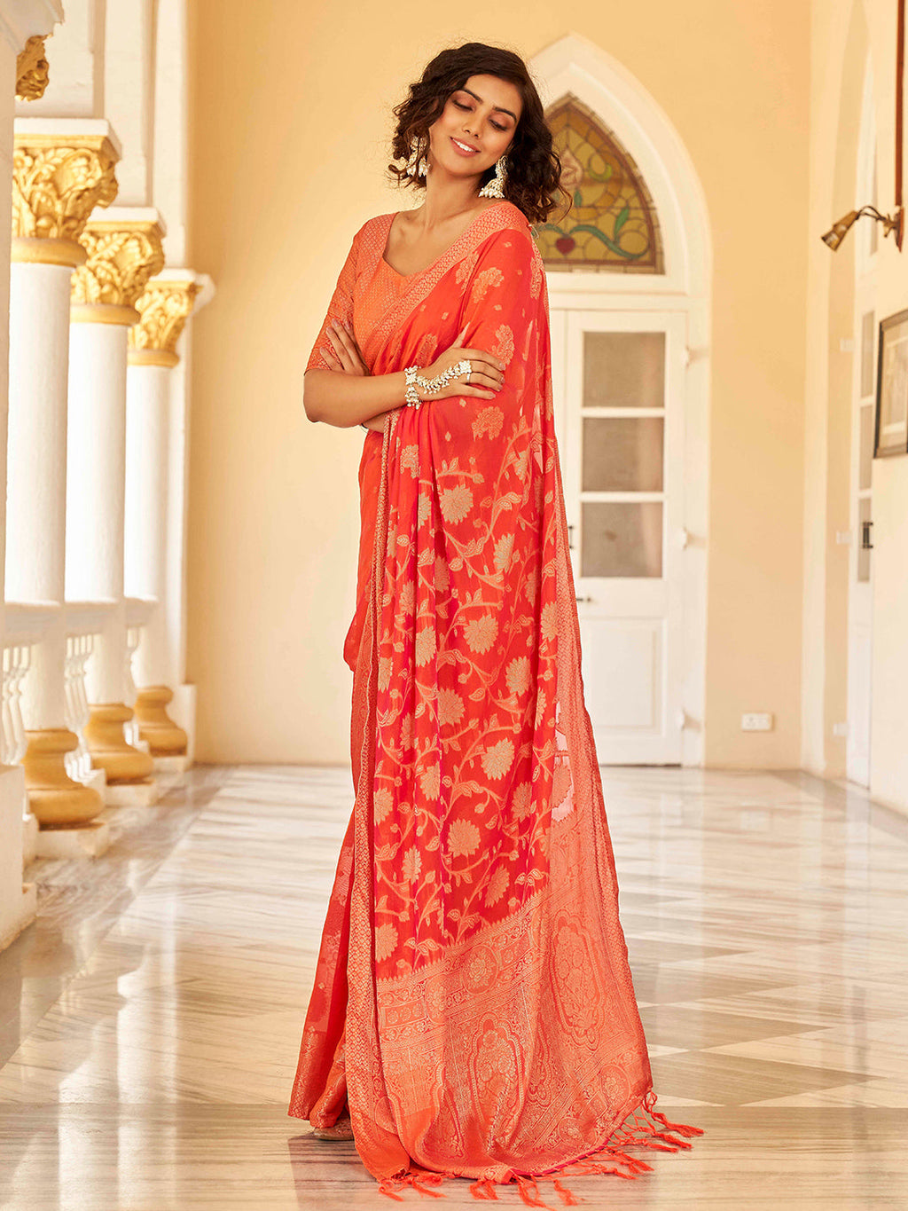 Tikhi Imli Ethnic Motifs Zari Art Silk Saree