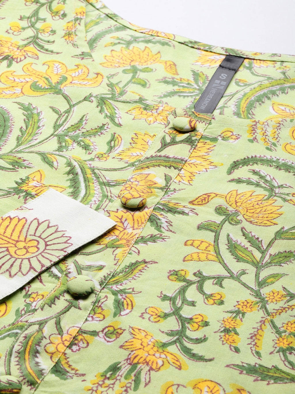 HERE&NOW Floral Printed Regular Pure Cotton Kurta with Palazzos & With Dupatta
