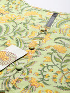 HERE&NOW Floral Printed Regular Pure Cotton Kurta with Palazzos & With Dupatta