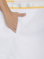 Sethukrishna Men White Solid Double Layer Readymade Pocket Dhoti - Distacart