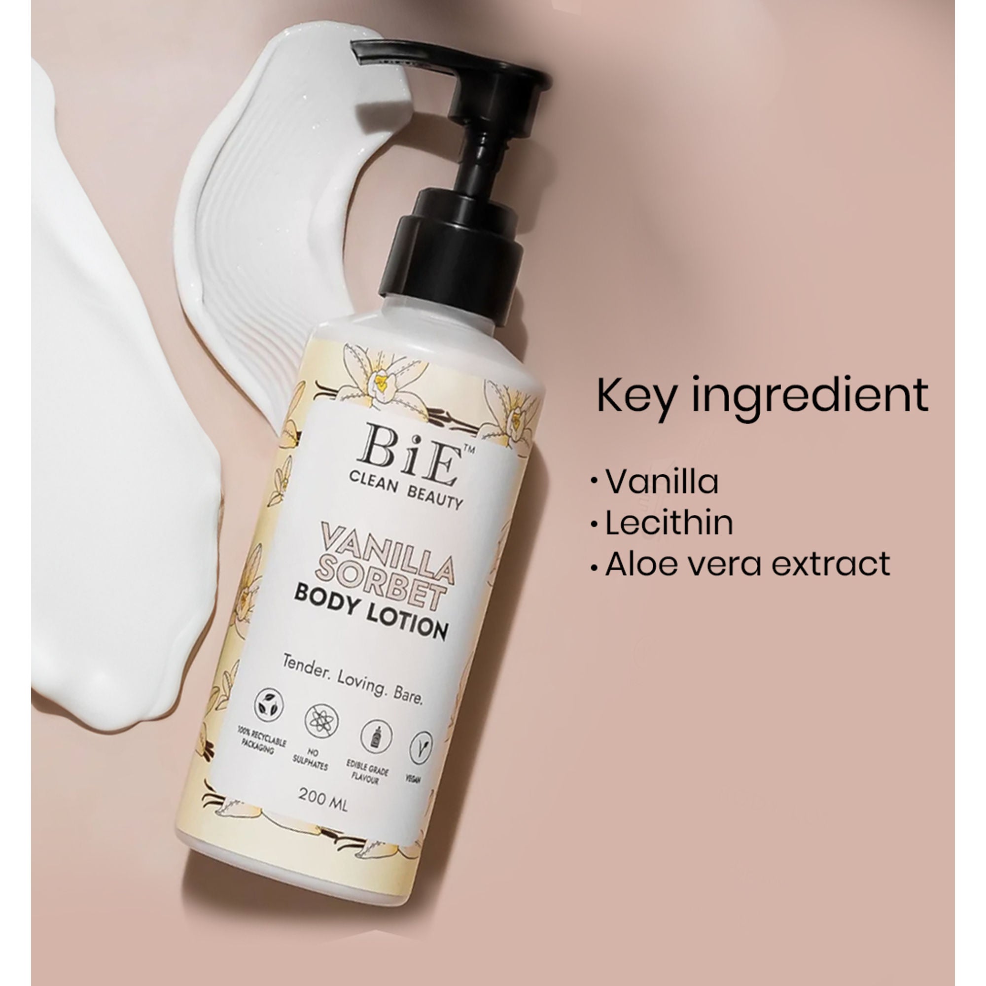 BiE Vanilla Sorbet Body Lotion with Hyaluronic Acid & Niacinamide
