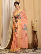 Shivam Fabrics Pink Chanderi Fabric Printed Saree - Distacart