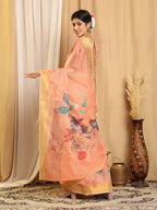 Shivam Fabrics Pink Chanderi Fabric Printed Saree - Distacart