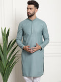 Sojanya Woven Design Mandarin Collar Straight Cotton Kurta