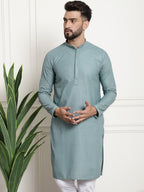 Sojanya Woven Design Mandarin Collar Straight Cotton Kurta