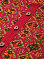 Sangria Women Pink & Green Pure Cotton Bandhani Printed Kurta