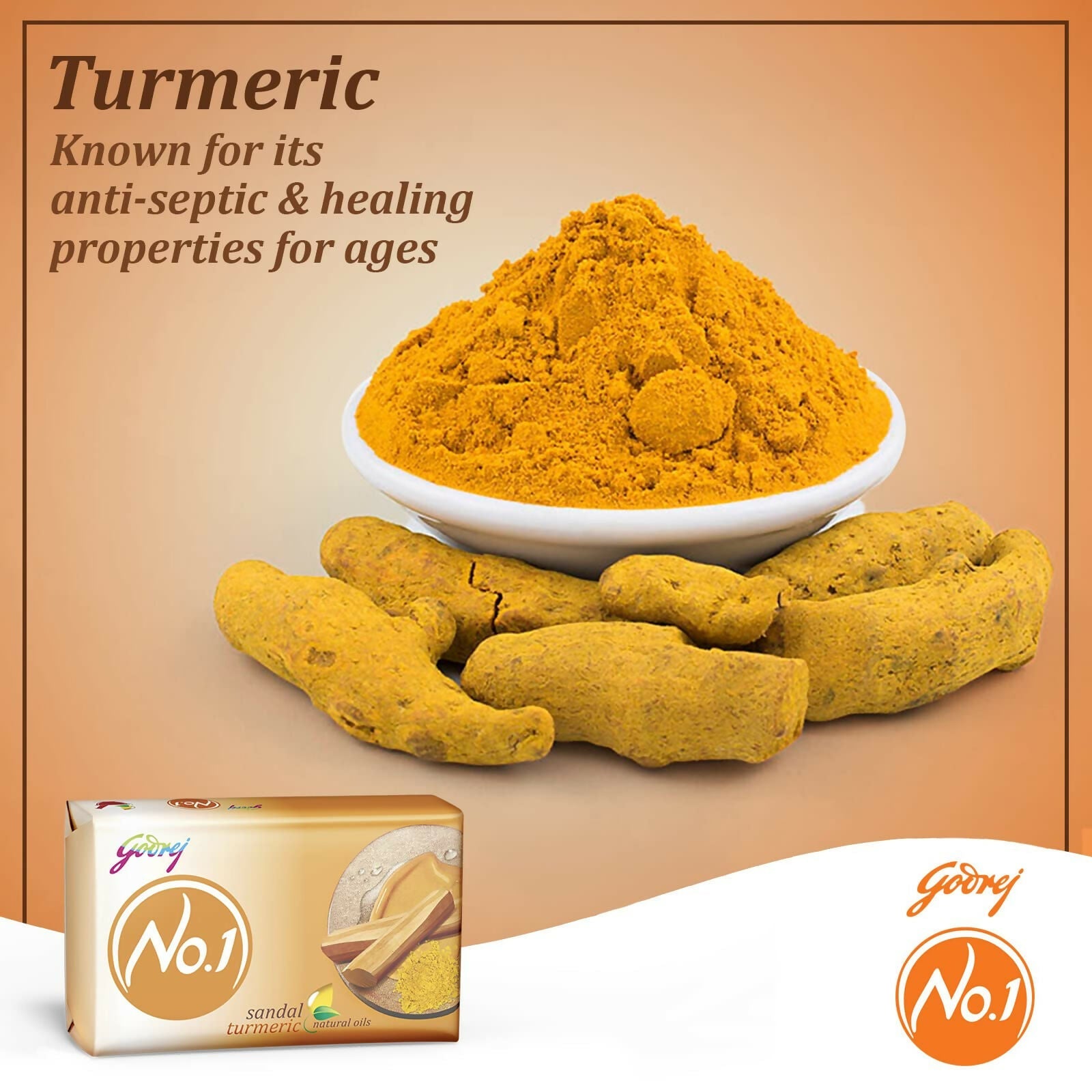 Godrej No.1 Sandal and Turmeric Soap Long-Lasting Fragrance